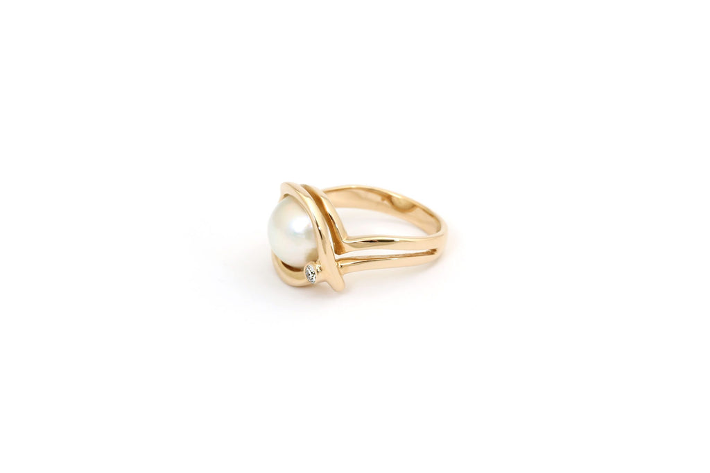 Mabeperle ring 14 kt. 0,08 ct. TW/VS