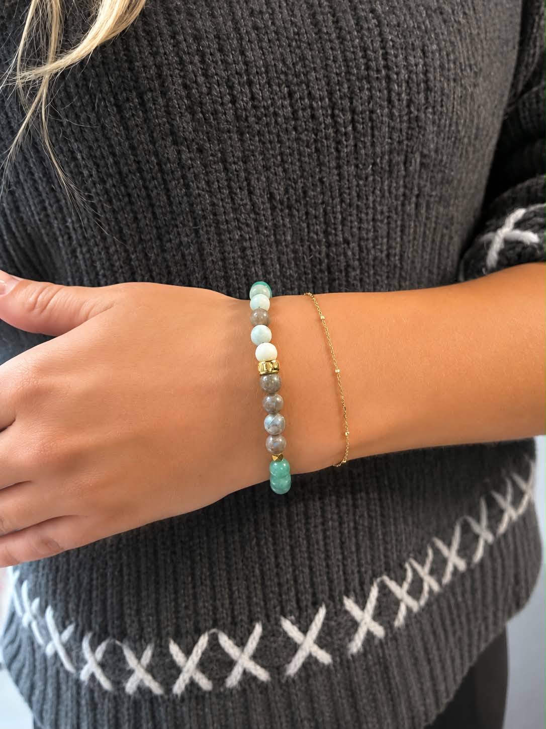 Heinzendorff stenarmbånd med grønne ædelsten