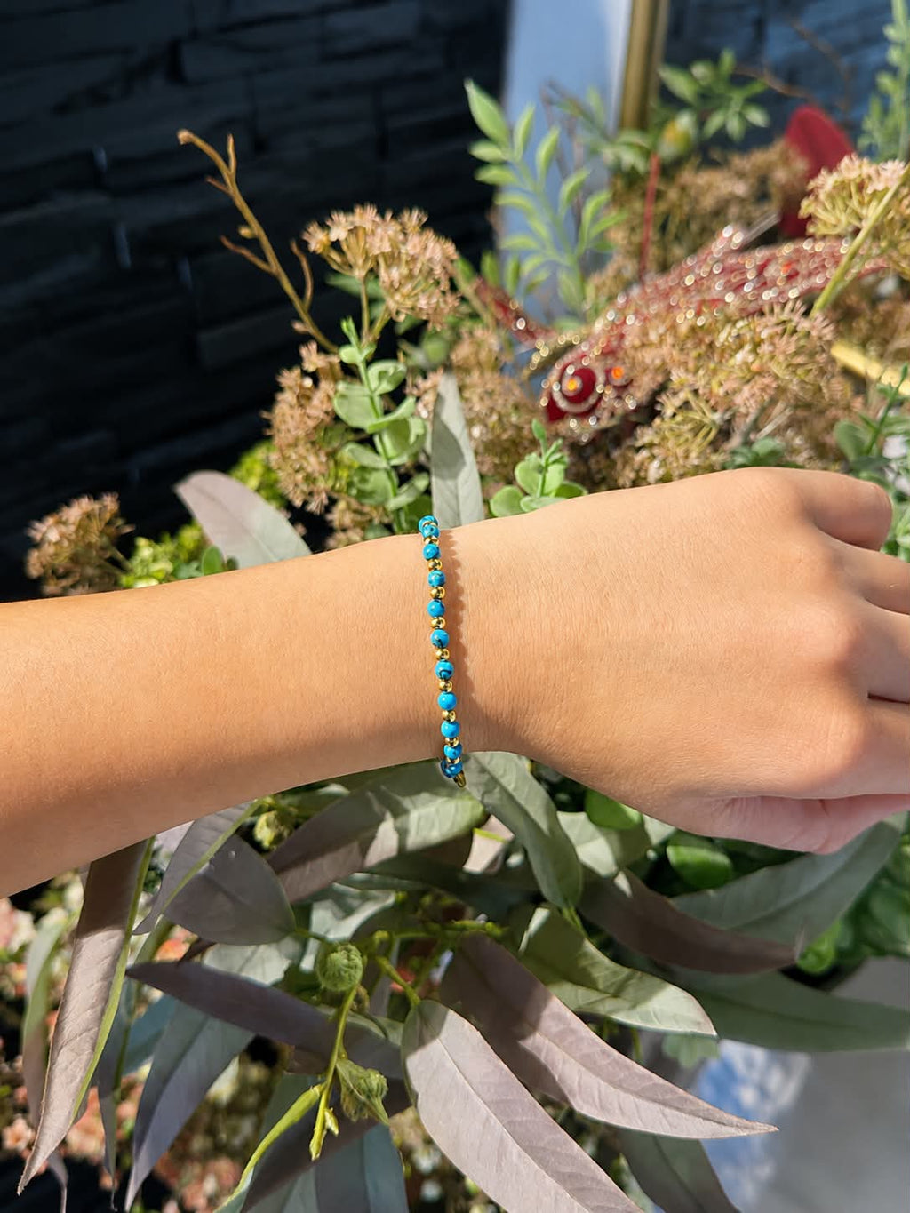 CO88 armbånd med turkis og forgyldte detaljer