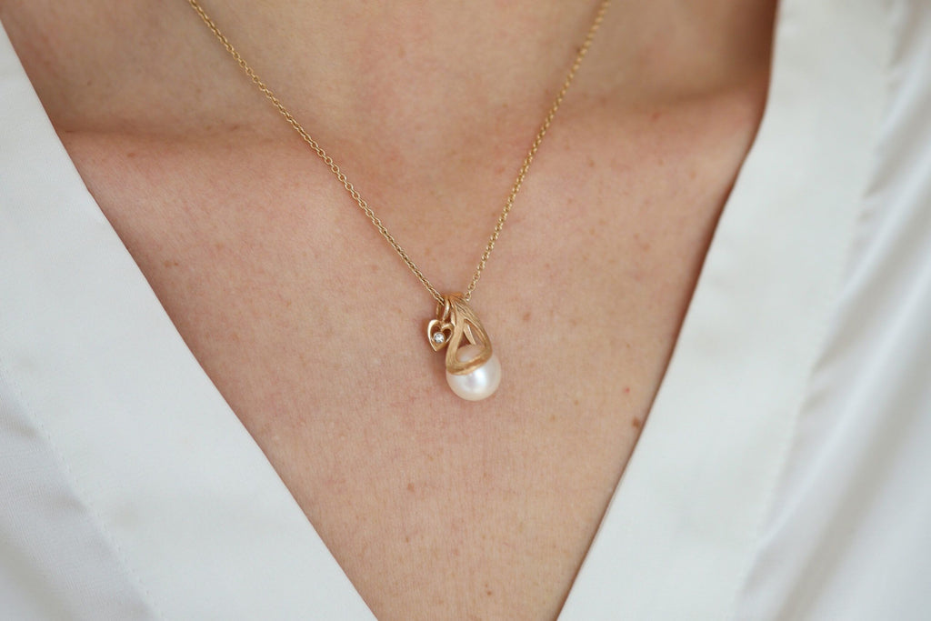 Open your heart vedhæng 14 kt. 0,02 ct. TW/VS