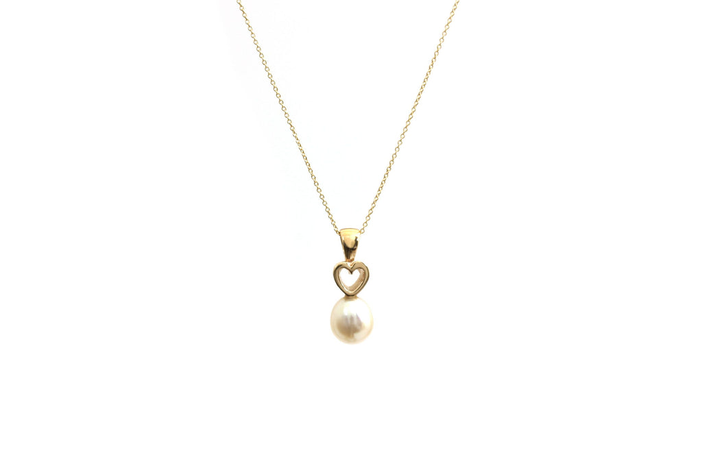 Open your heart vedhæng med perle 14 kt.