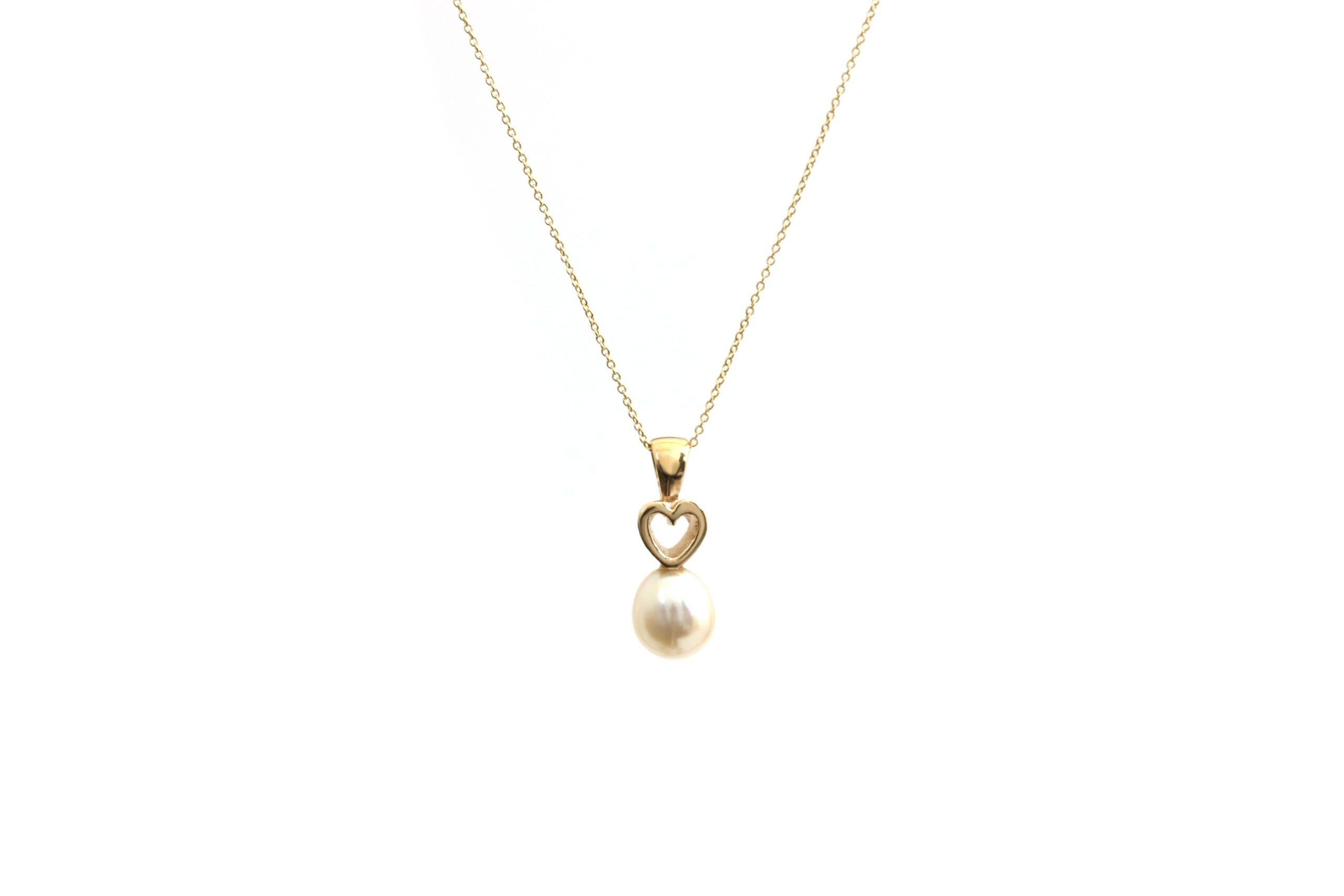 Open your heart vedhæng med perle 14 kt.