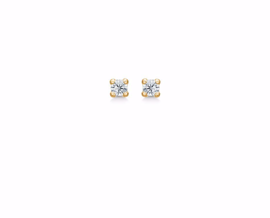 Guld ørestik med 2 mm zirkonia 8 kt.